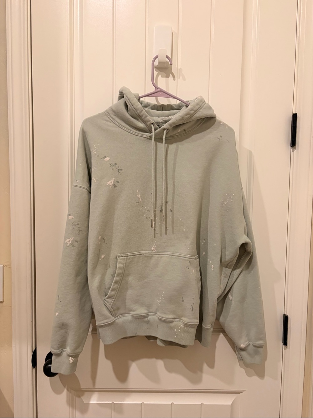 🎨 Abercrombie & Fitch Sage Paint-Splatter Cowl Hoodie